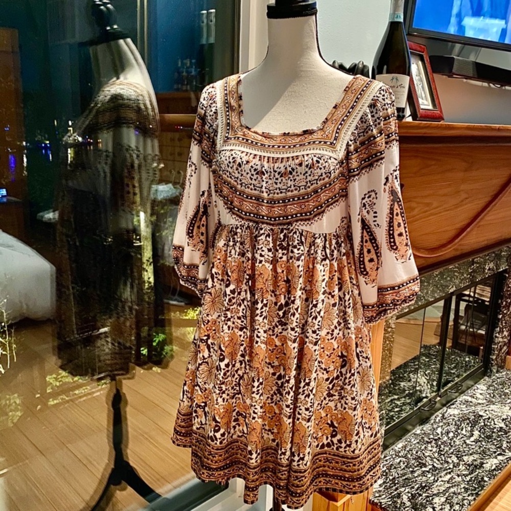 Free People Multicolor Boho Dress, open back .. Size M